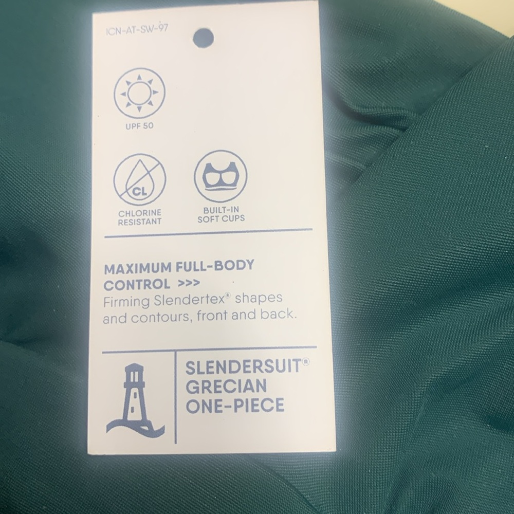Lands' End “Grecian” Dark Green Women's One-Piece Swimsuit. W/Body control - Picture 5 of 5